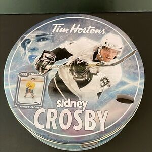 Tin Sidney Crosby Tim Hortons Collectible Puzzle Round Storage Tin NHL *Empty
